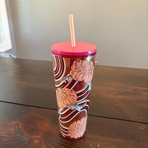 Starbucks Pink and Red Floral Tumbler